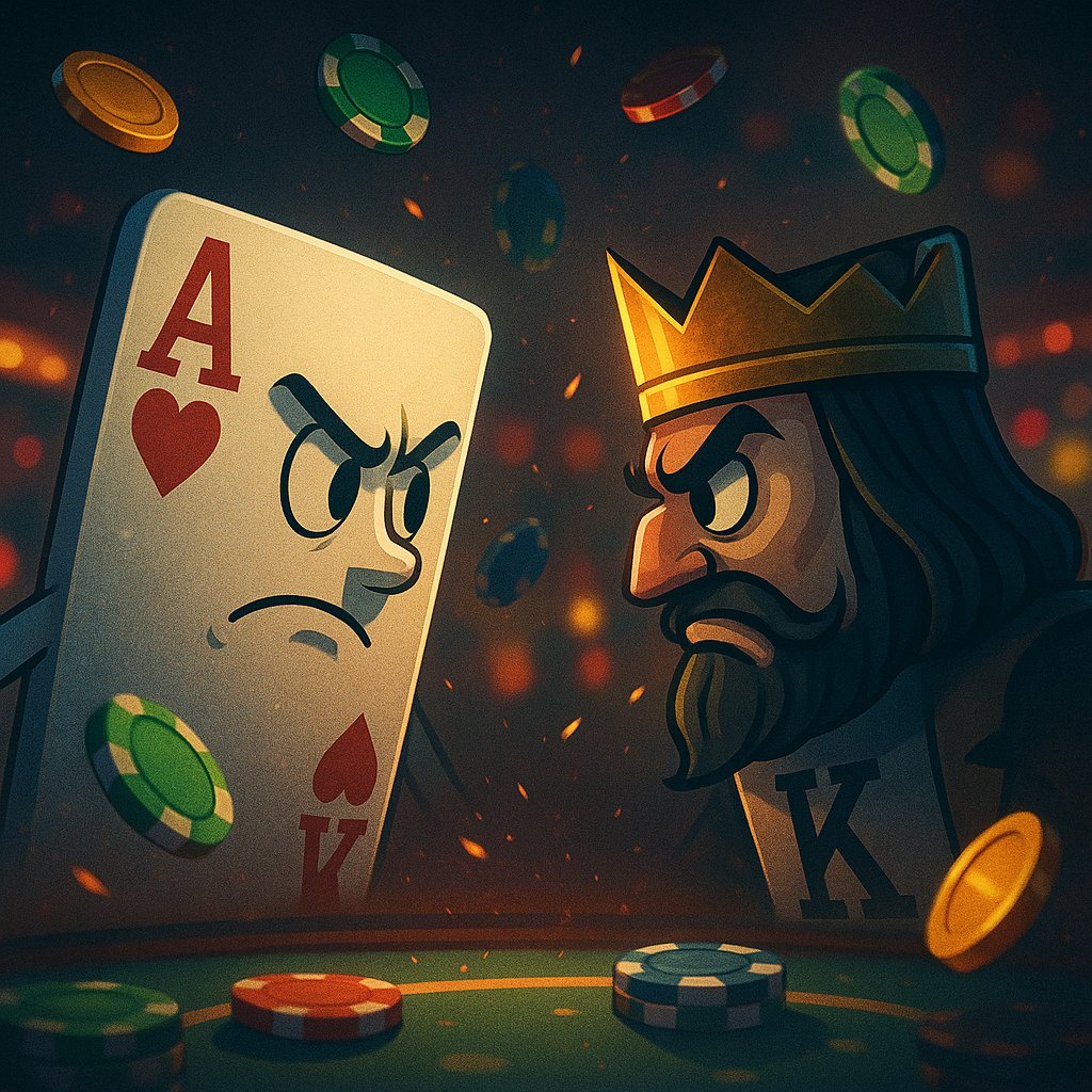 Meja baccarat dengan kartu dealer dan pemain